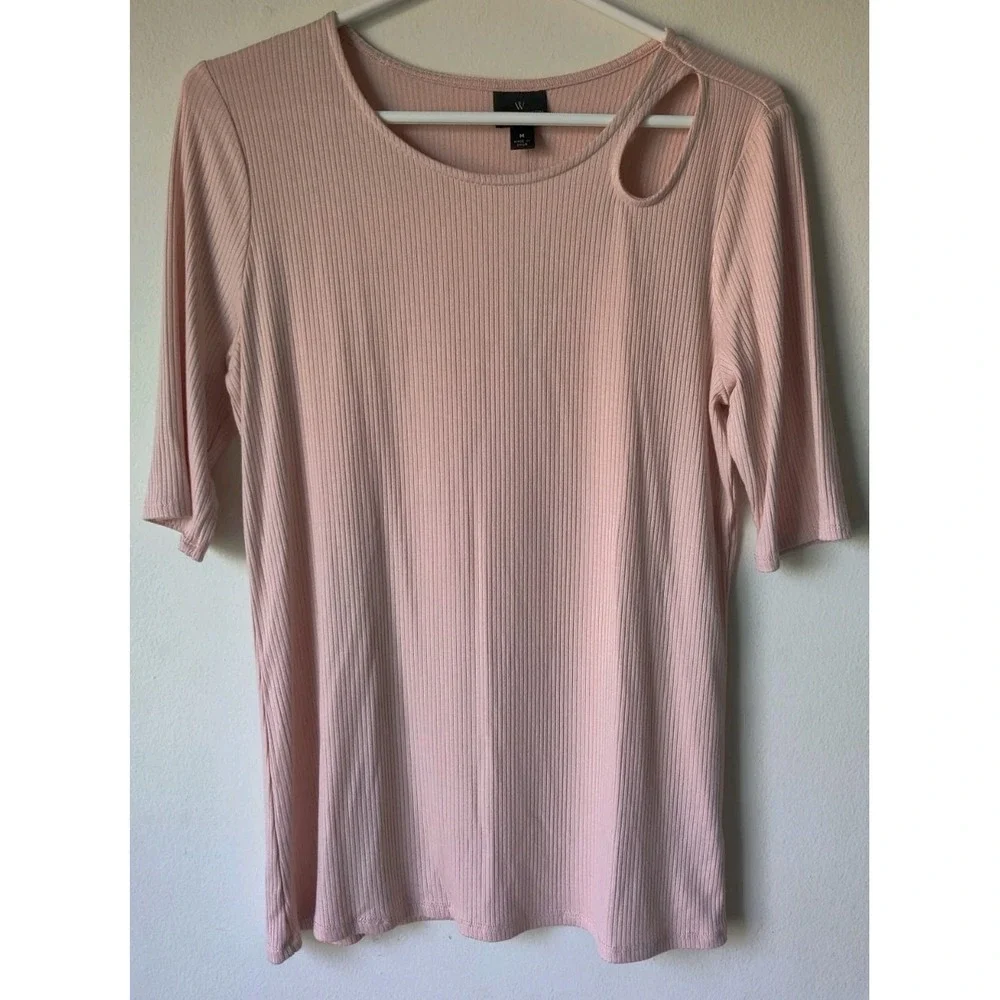 Worthington Women's Ribbed Top Rise Smoke with Cutout Neckline Size Medium‎ NWT